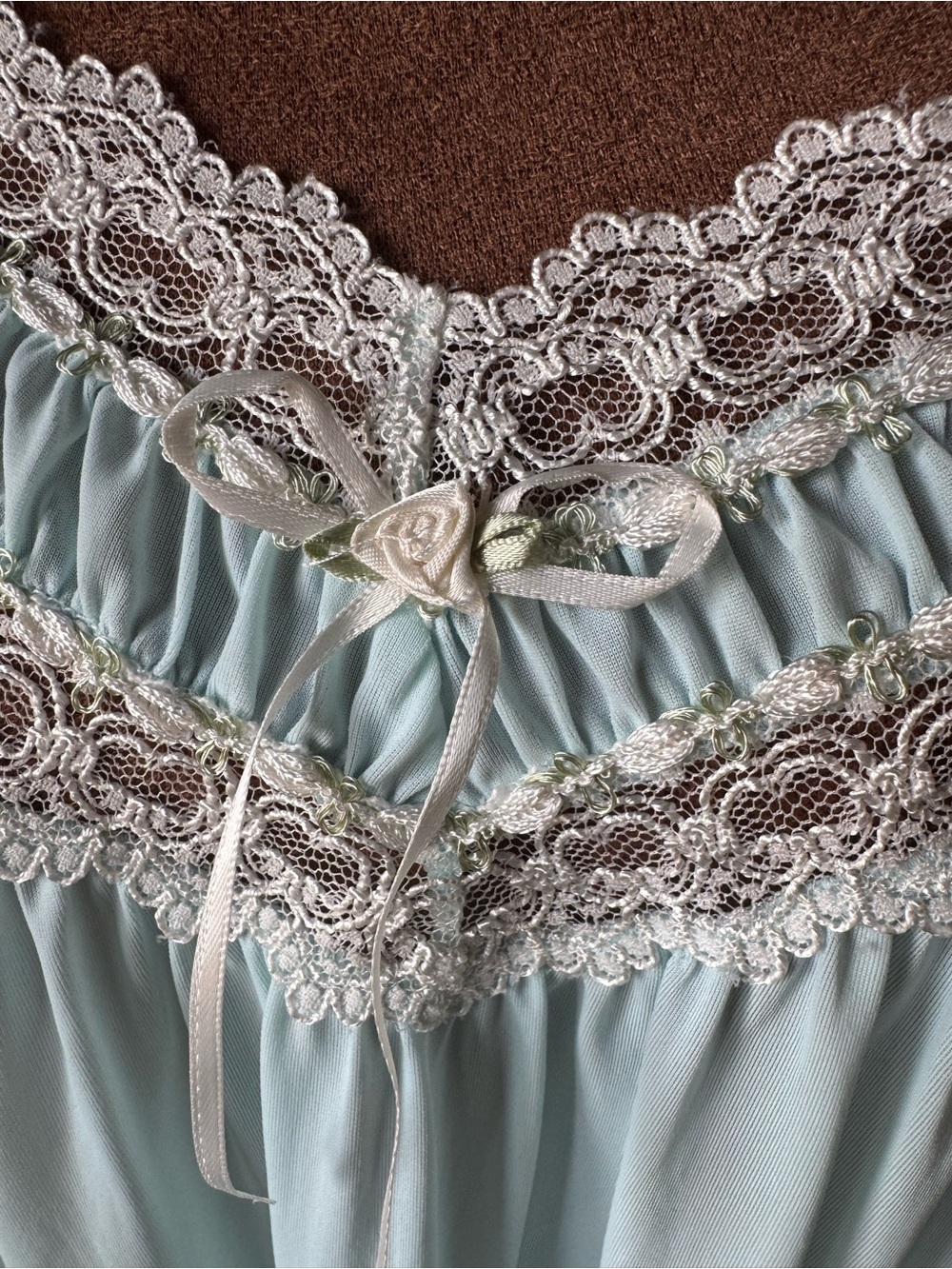 Silk Essence by Miss Elaine Blue Lace Traditional Nightgown Romantic Nylon M - Picture 2 of 12